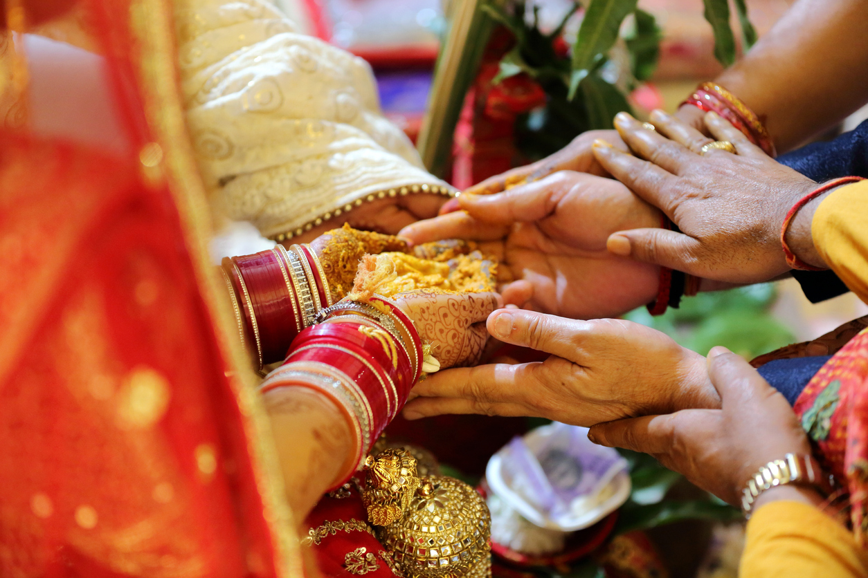 Hands joined during a Shaadi wedding ceremony in Nashville
