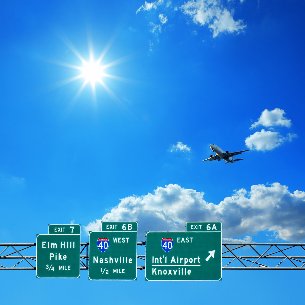Interstate 40 leading to Baymont by Wyndham Nashville Airport, an affordable hotel near BNA with easy access to downtown Nashville and the Grand Ole Opry.