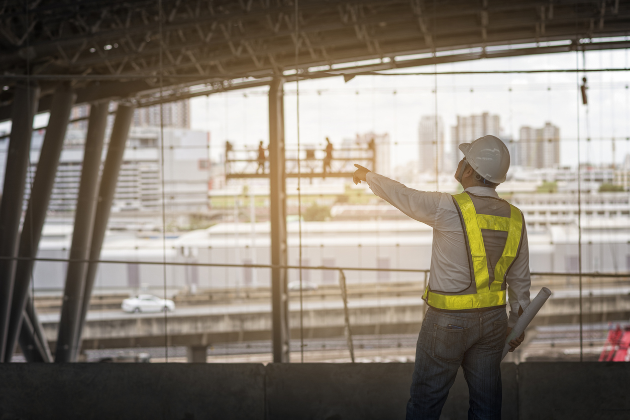 Construction worker at a large project